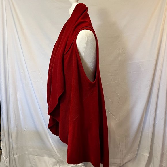 Sleeveless acrylic swing red brick cardigan sweater - Picture 2 of 6